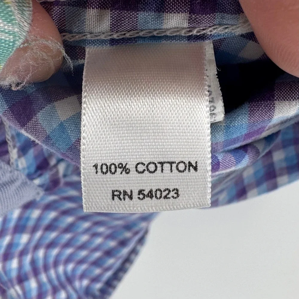 Banana Republic Mens XL Soft Wash Shirt Purple Blue Gingham Check‎ Plaid